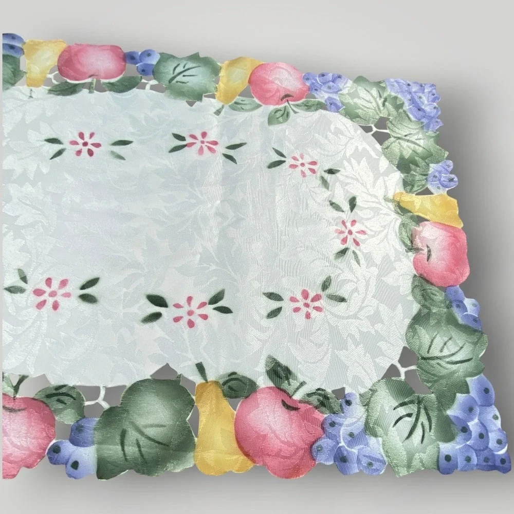 Fruit Table Runner Damask Jacquard Farmhouse Cottagecore Table Linen Y2K